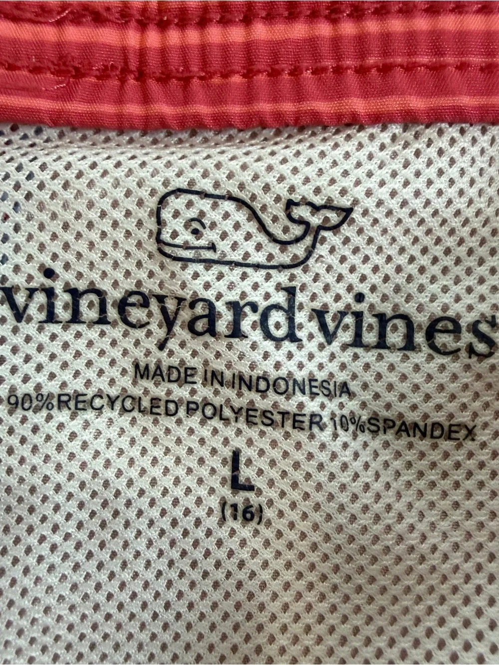 Vineyard Vines Boys Coral & Light Blue Fish-Print Swim Trunks Sz L